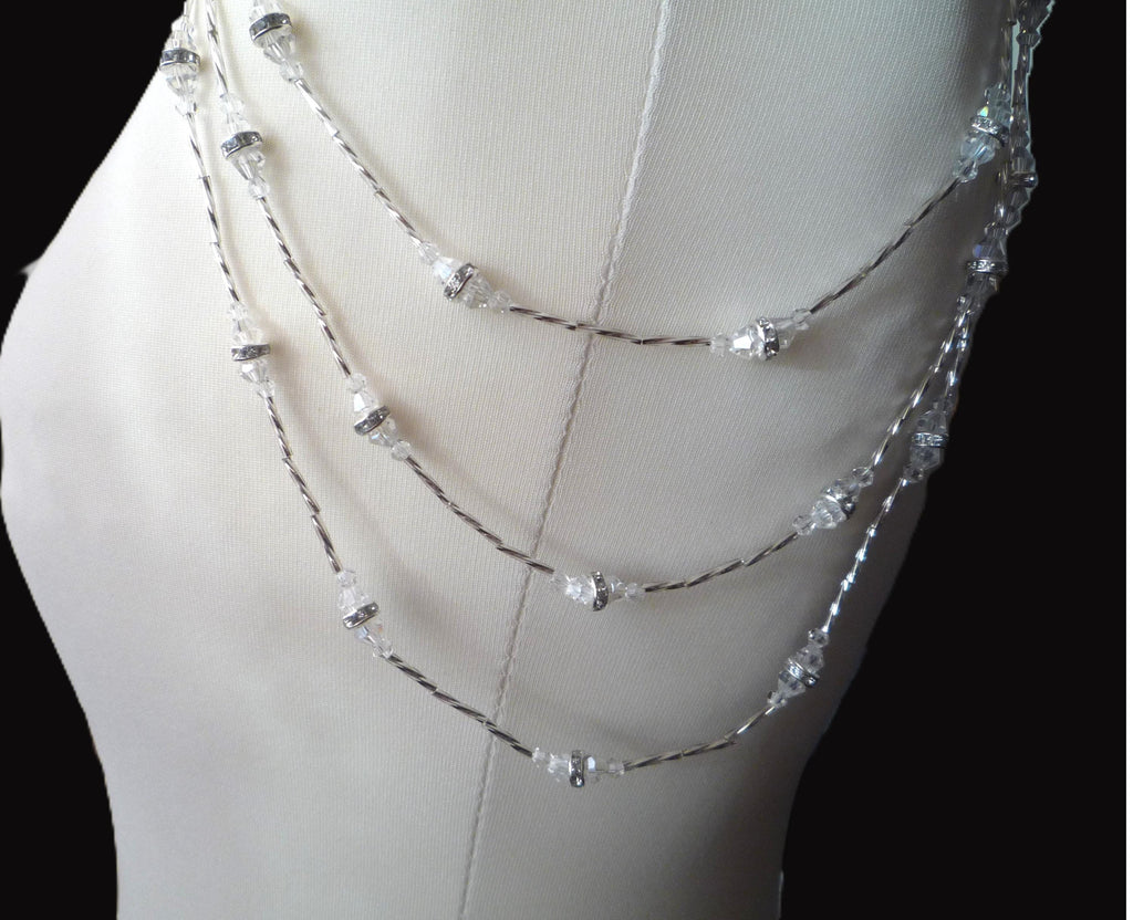 Crystal Rhinestone Silver Plated Shoulder Chain Epaulettes: Bridal Body Jewelry