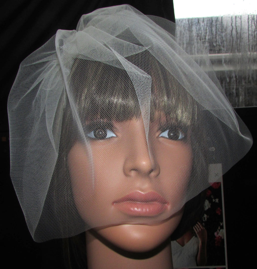 Birdcage veil wedding veil Ivory or Pale Ivory plain Illusion tulle veil. 12 inch full face
