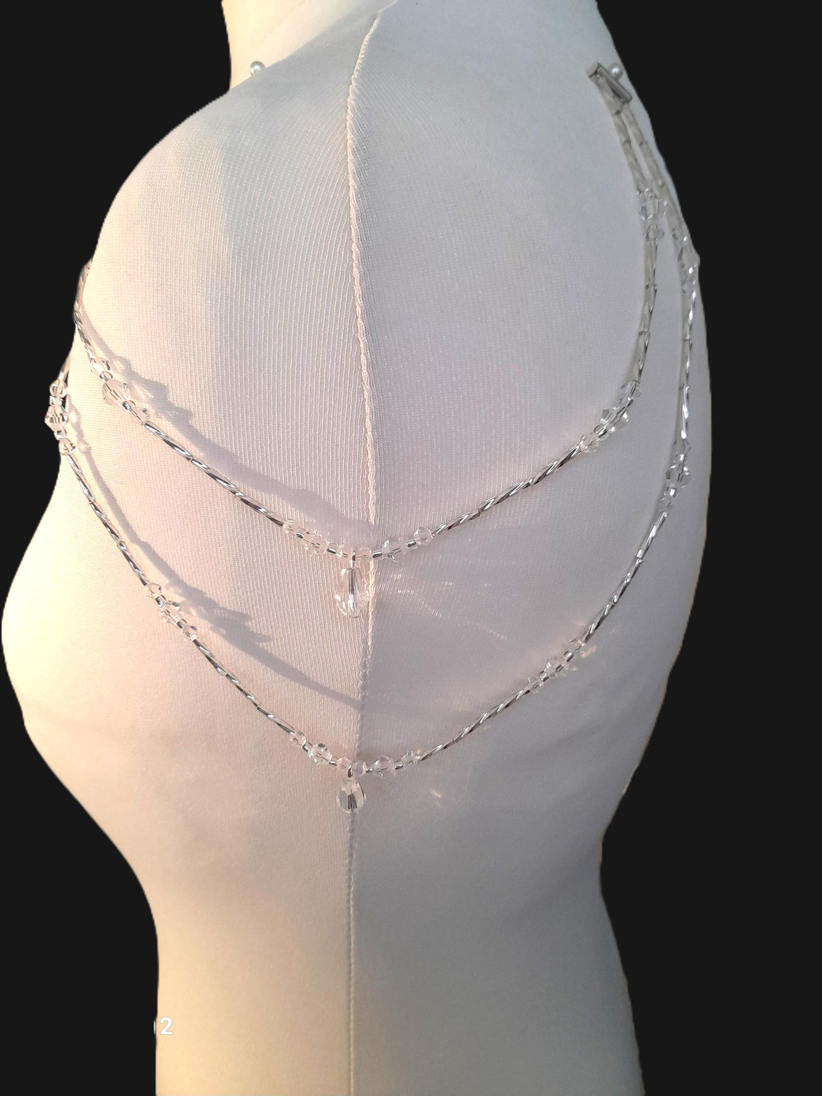 Crystal Teardrop Shoulder Chain Epaulettes | Handmade Bridal Arm Chains | Silver Wedding Dress Jewellery