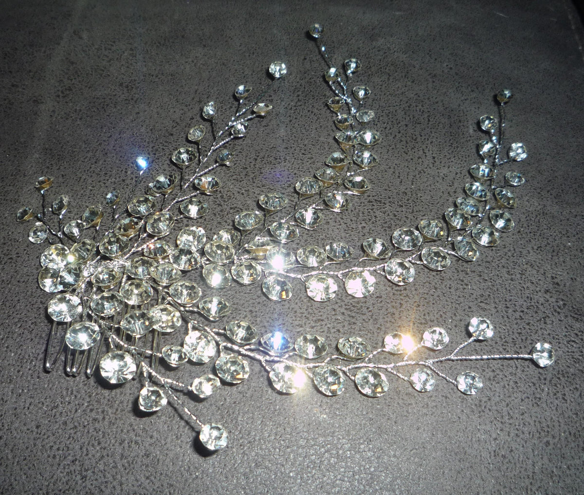 Birdcage veil wedding veil Ivory detachable Diamante cascade comb.