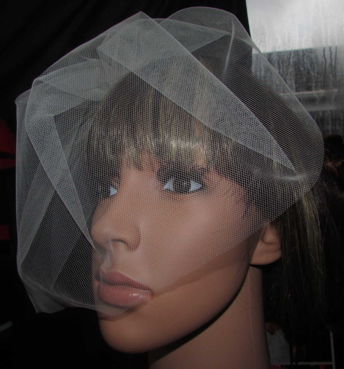 Birdcage veil wedding veil Ivory or Pale Ivory plain Illusion tulle veil. 12 inch full face