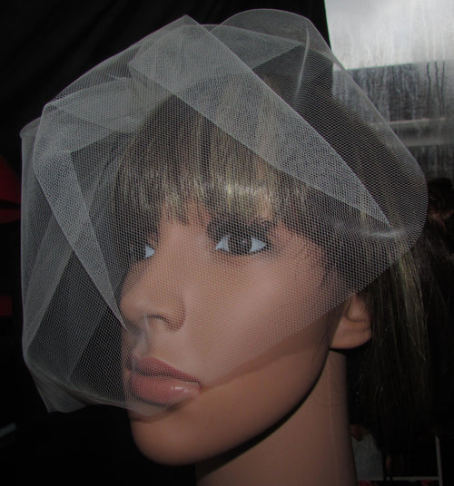 Birdcage veil wedding veil Ivory or Pale Ivory plain Illusion tulle veil. 12 inch full face