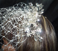 Ivory Birdcage Wedding Veil 12" | Diamante Crystal Pearl Comb | Handmade Bridal Veil