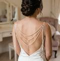Pearl and AB crystal teardrop wedding dress back chain accessory Bridal accessory. 3 rows body chain.